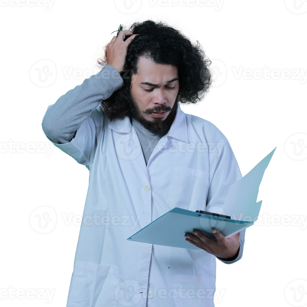 asian male scientist expression holding file png