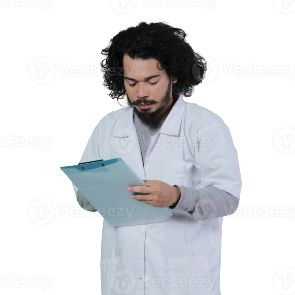 asian male scientist expression holding file png