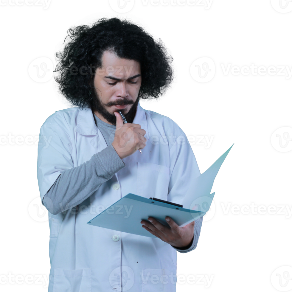 asian male scientist expression holding file png