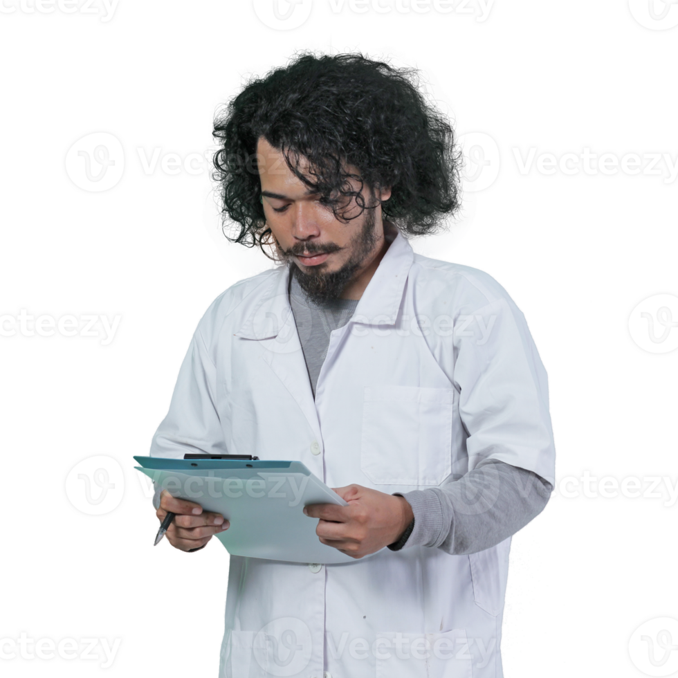 asian male scientist expression holding file png