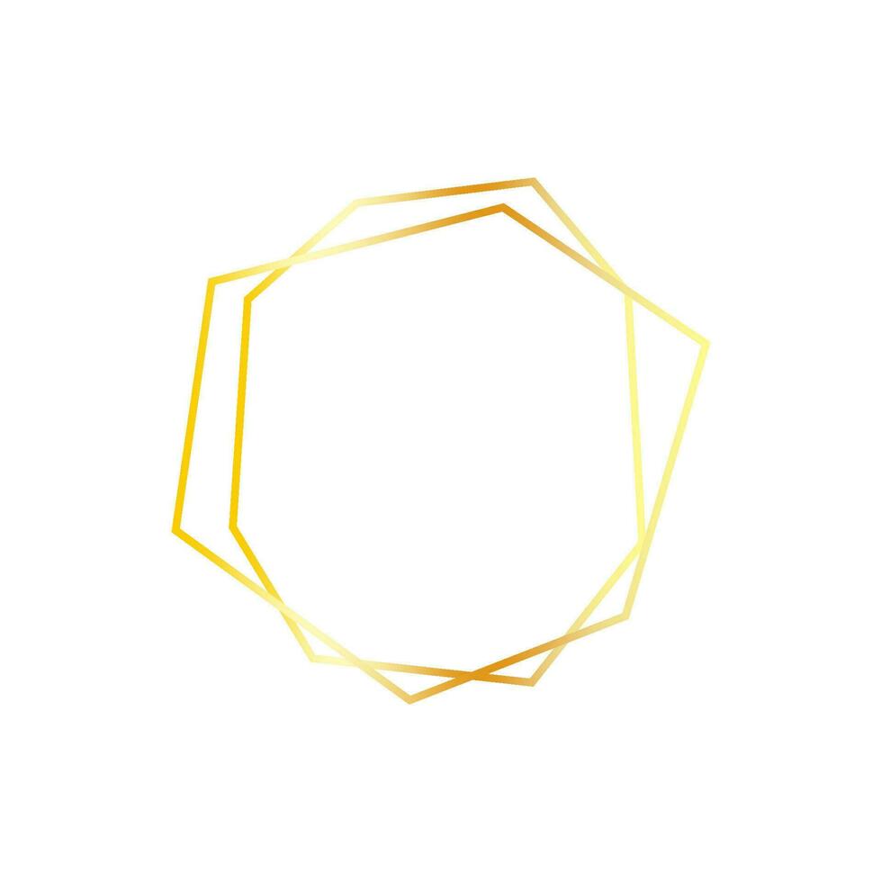 Minimalistic polygonal golden frame isolated on white background. Irregular shape gradient foil golden thin photo frame. vector