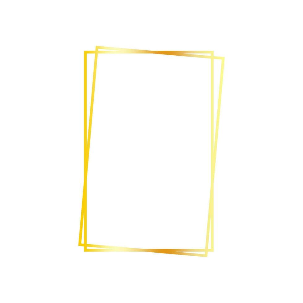 Vector golden minimalist frame isolated on white background. Square thin foil frame, outline for photos and drawings.