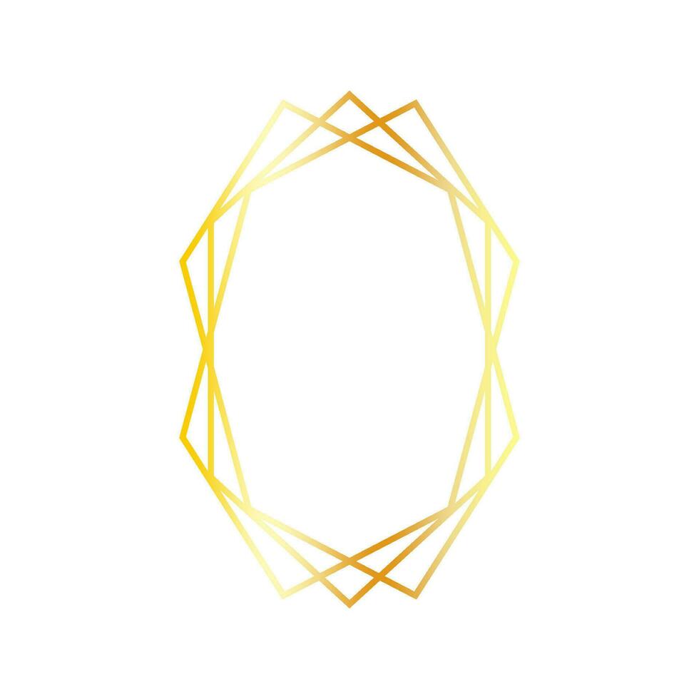minimalista geométrico dorado marco aislado en blanco antecedentes. metálico vector degradado marco consistente de Tres polígonos, decoración elemento.