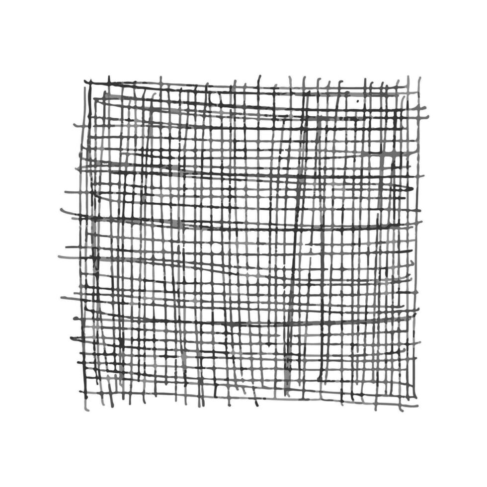 Pencil hatching in the form of a square isolated on a white background. Hand drawn, doodle sketch element, draft, handwriting. vector