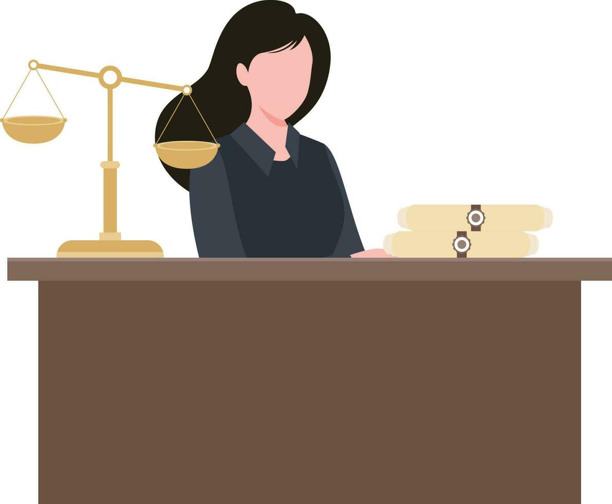 A girl is working on legal documents. vector