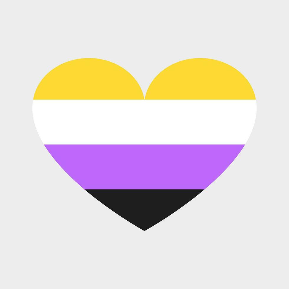 Vector heart in LGBT colors. Four horizontal stripes, non-binary flag colors, tolerance.