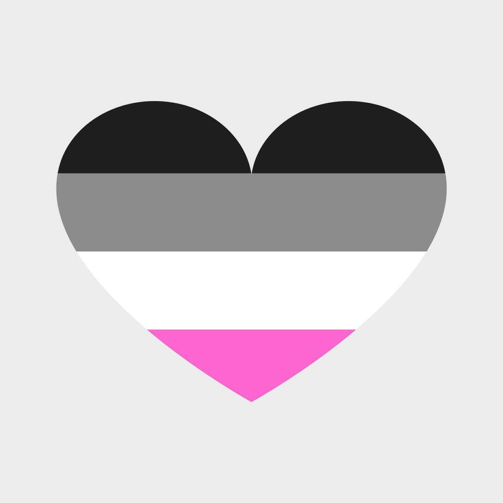 Vector flag in the shape of a heart, four horizontal stripes. Desire, self-identity.