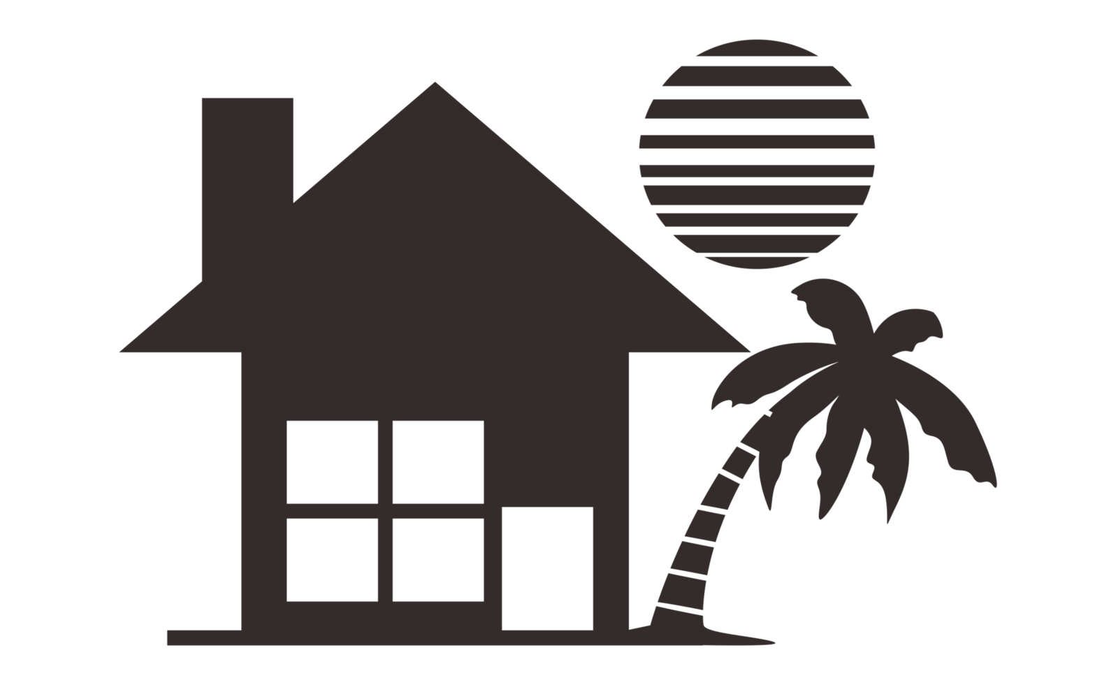 House With Palm Tree Silhouette On Transparent Background png