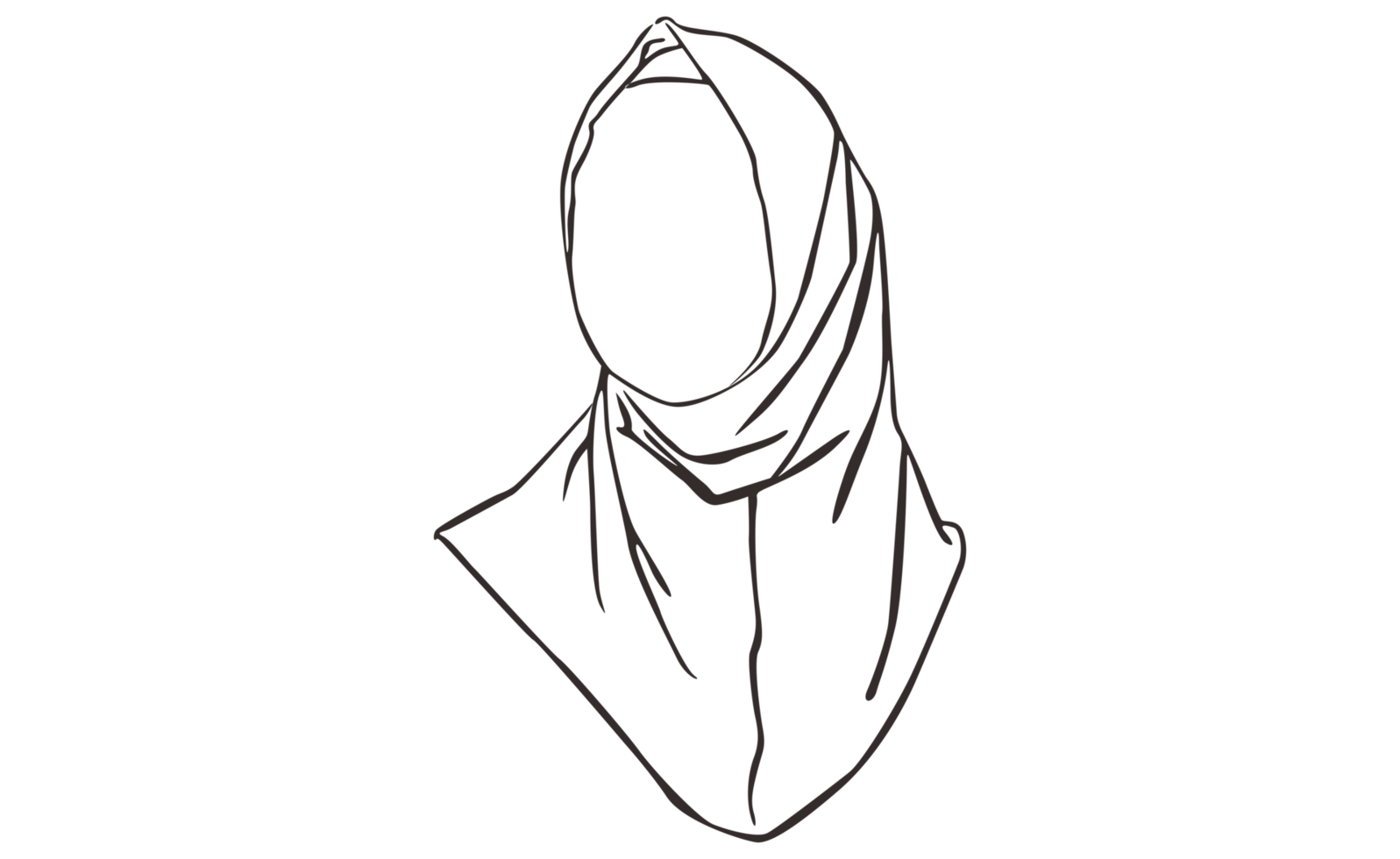 Islamic Women's Hijab Veil Line Art With Transparent Background png