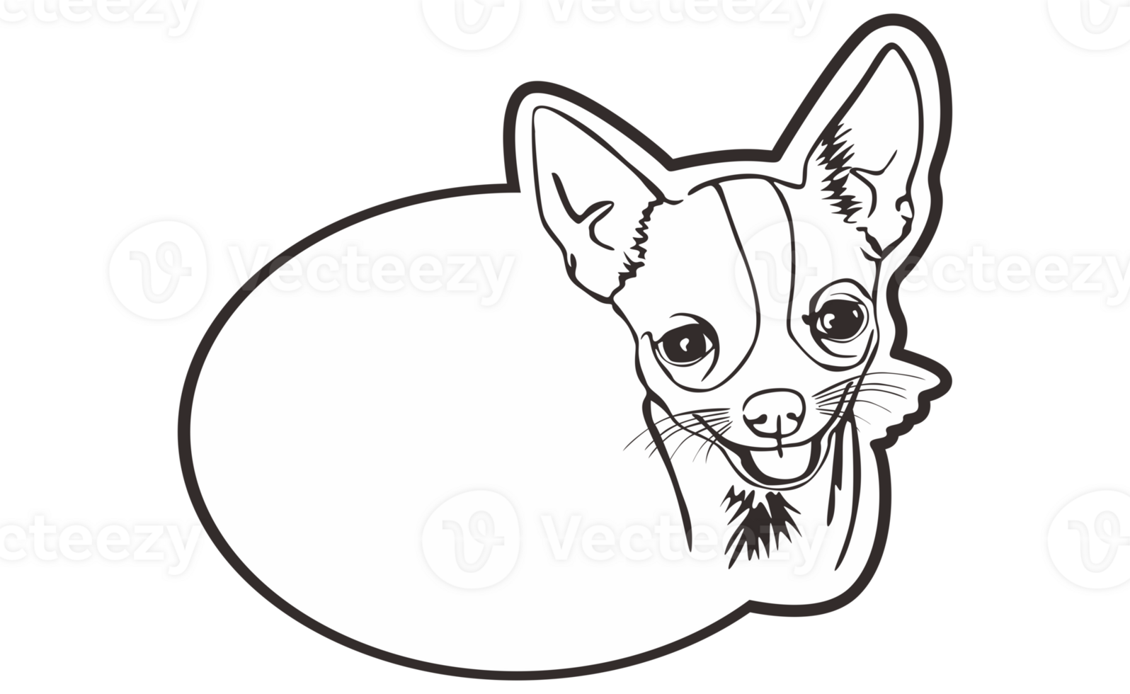 Room Door Nameplate With Cute Chihuahua Dog Line Art Theme With Transparent Background png