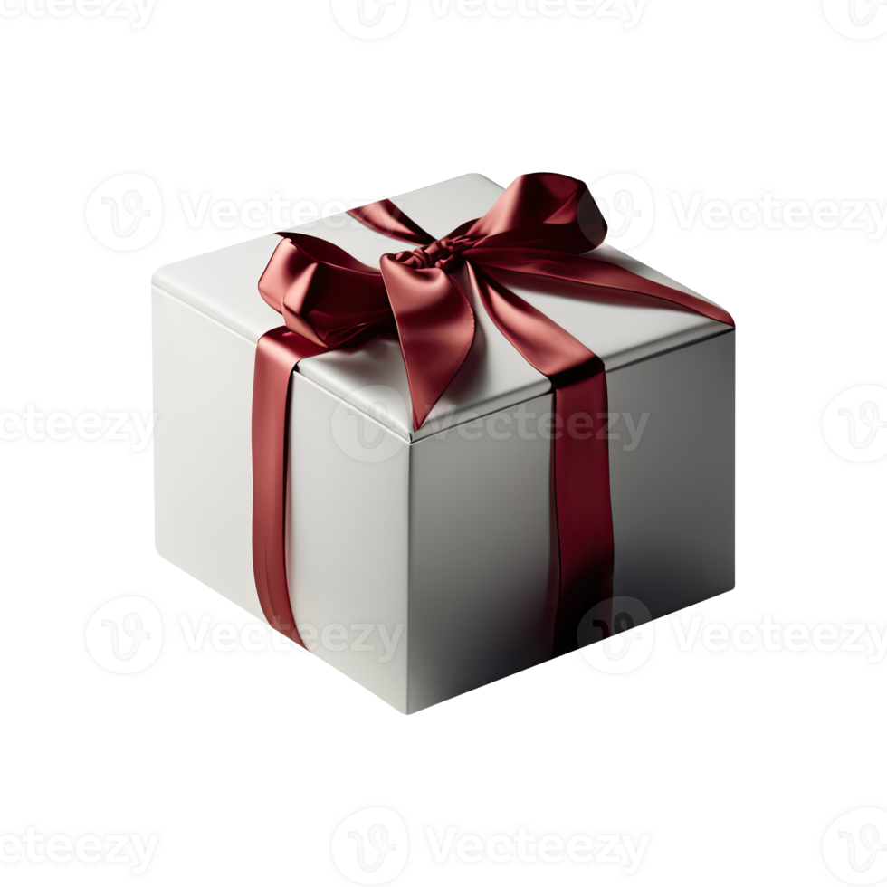3D Render of Large White Gift Box With Red Bow Ribbon Icon. png