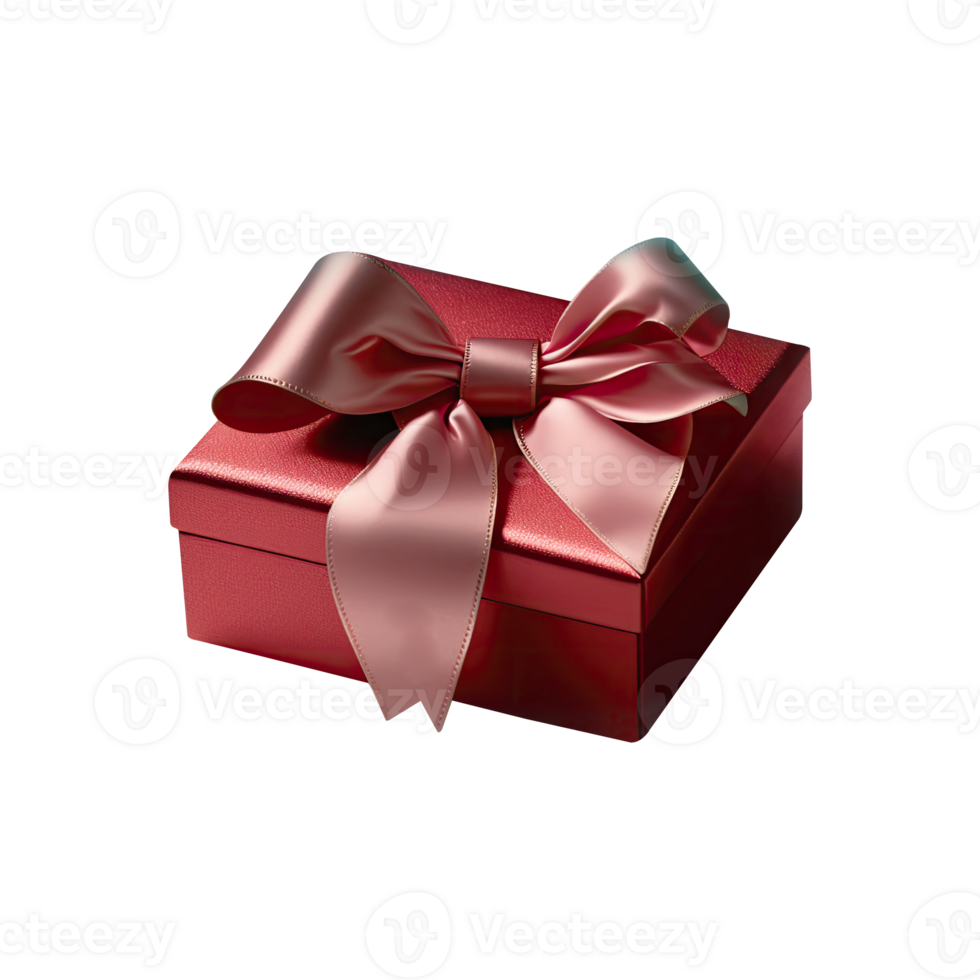 3D Render of Matte Red Gift Box With Pink Bow Ribbon Icon. png