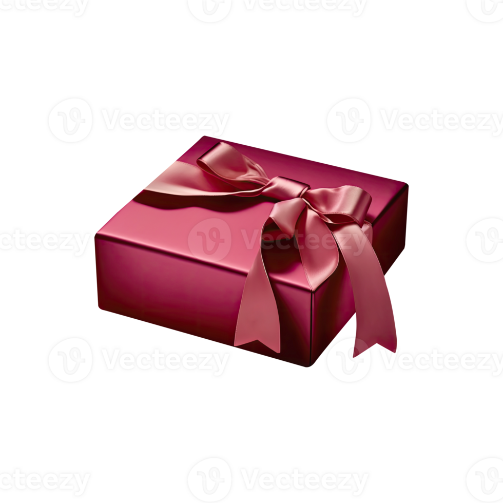 3D Render of Matte Red Gift Box With Silk Ribbon Icon. png
