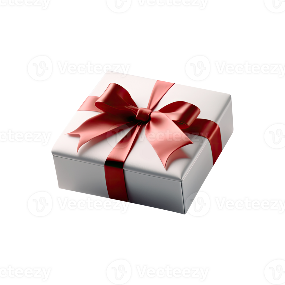 3D Render of Large White Gift Box With Red Bow Ribbon Icon. png