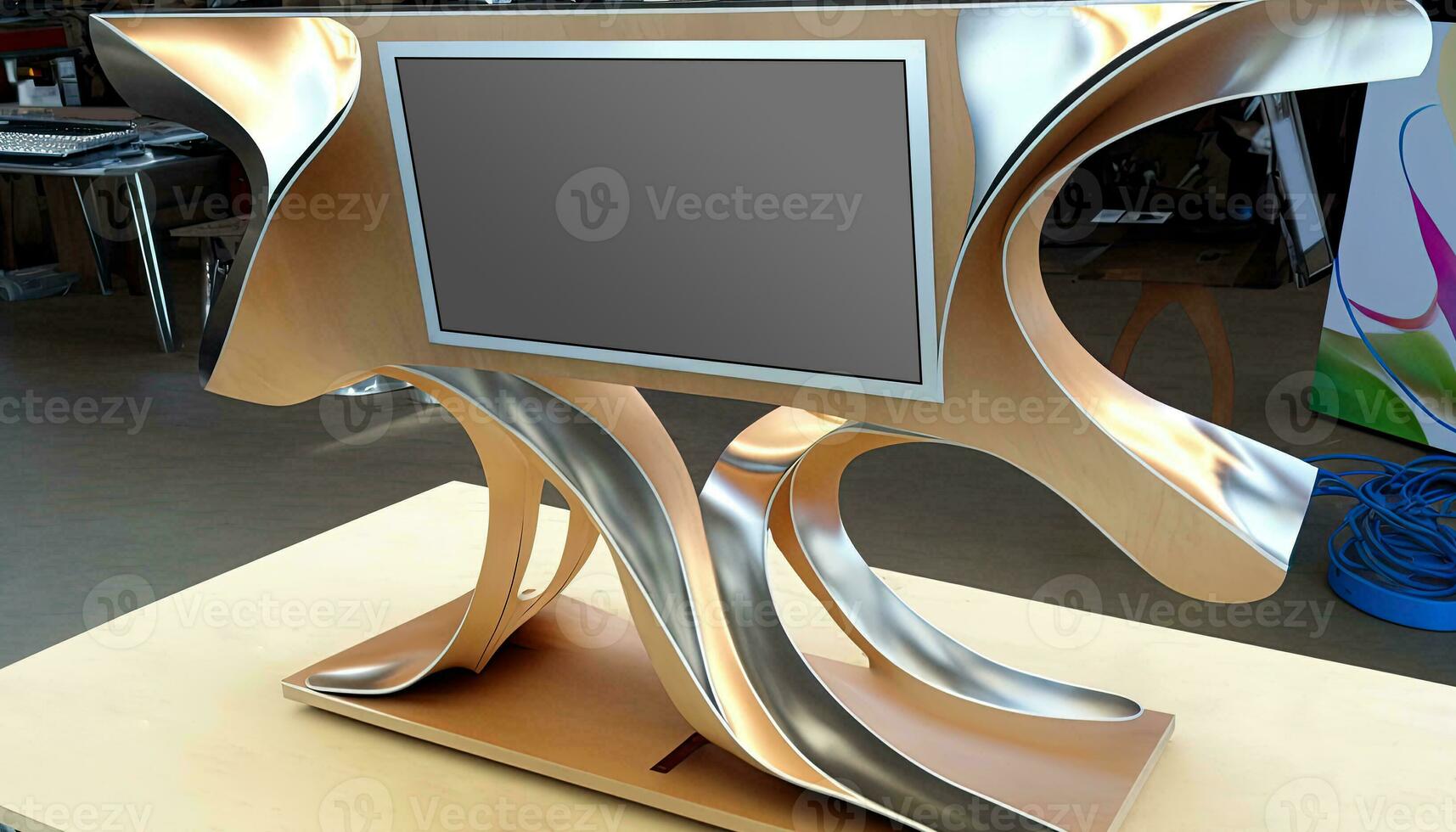 Digital media screen modern panel, signboard for advertisement design in a shopping centre, gallery. Mockup, mock-up, mock up with blurred background, digital kiosk photo
