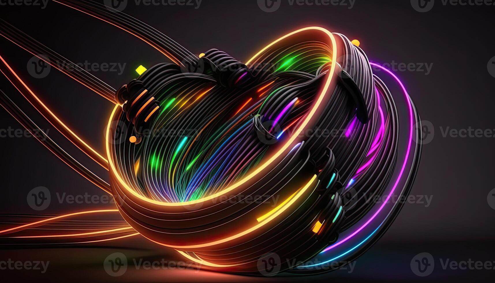 Abstract background with interlaced digital glitch and distortion effect. Futuristic cyberpunk design. Retro futurism, webpunk, Digital Illustration. photo