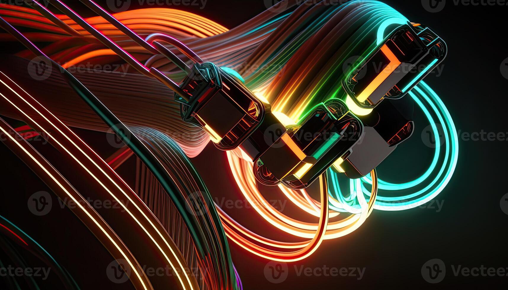 Abstract background with interlaced digital glitch and distortion effect. Futuristic cyberpunk design. Retro futurism, webpunk, Digital Illustration. photo