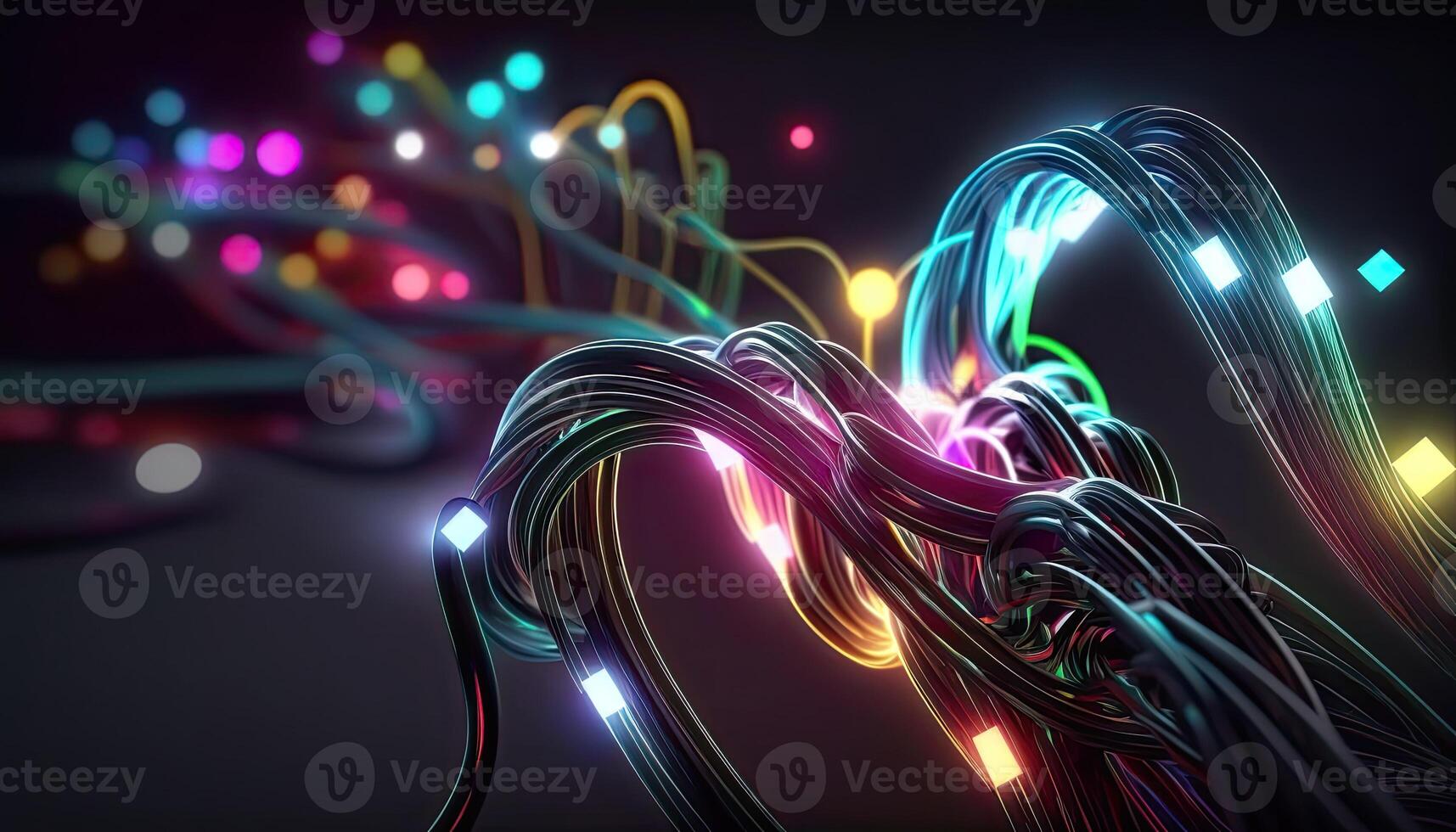 Abstract background with interlaced digital glitch and distortion effect. Futuristic cyberpunk design. Retro futurism, webpunk, Digital Illustration. photo