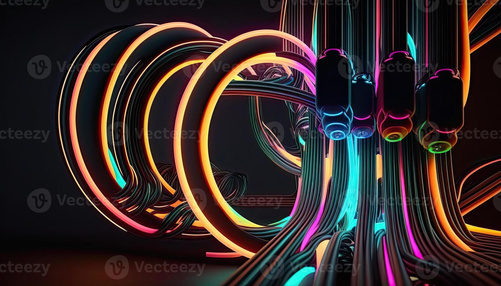 Abstract background with interlaced digital glitch and distortion effect. Futuristic cyberpunk design. Retro futurism, webpunk, Digital Illustration. photo