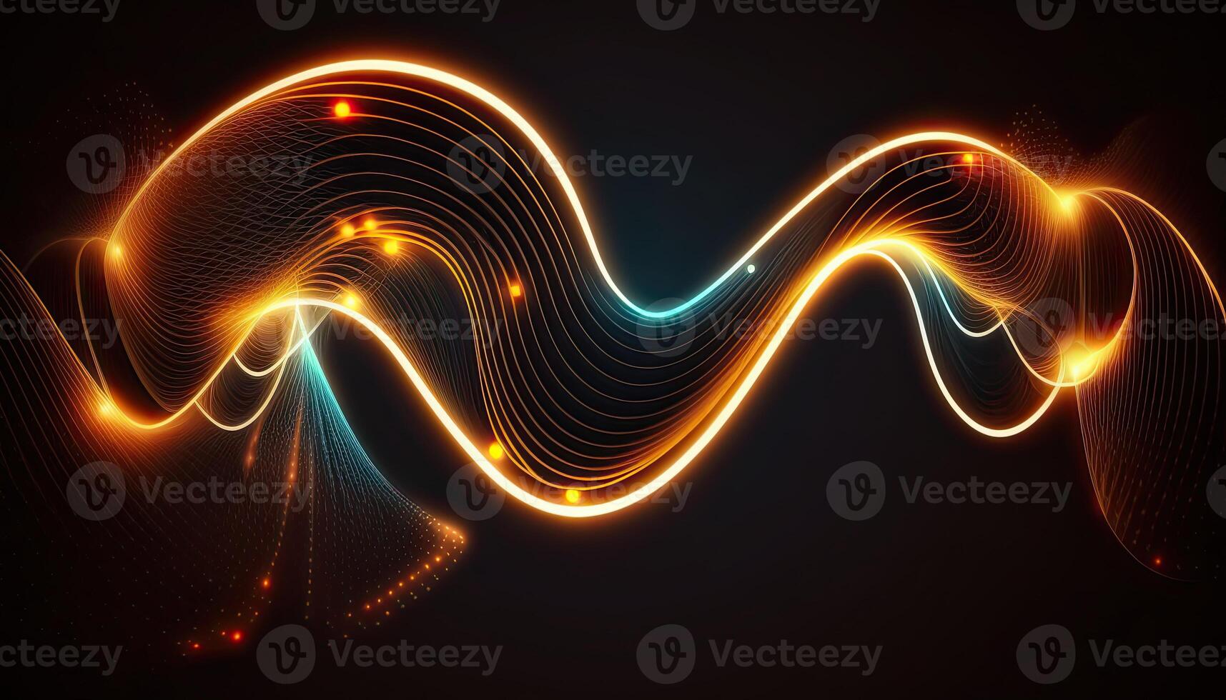 Abstract sound wave design on black background. Equalizer effect in neon colors. photo
