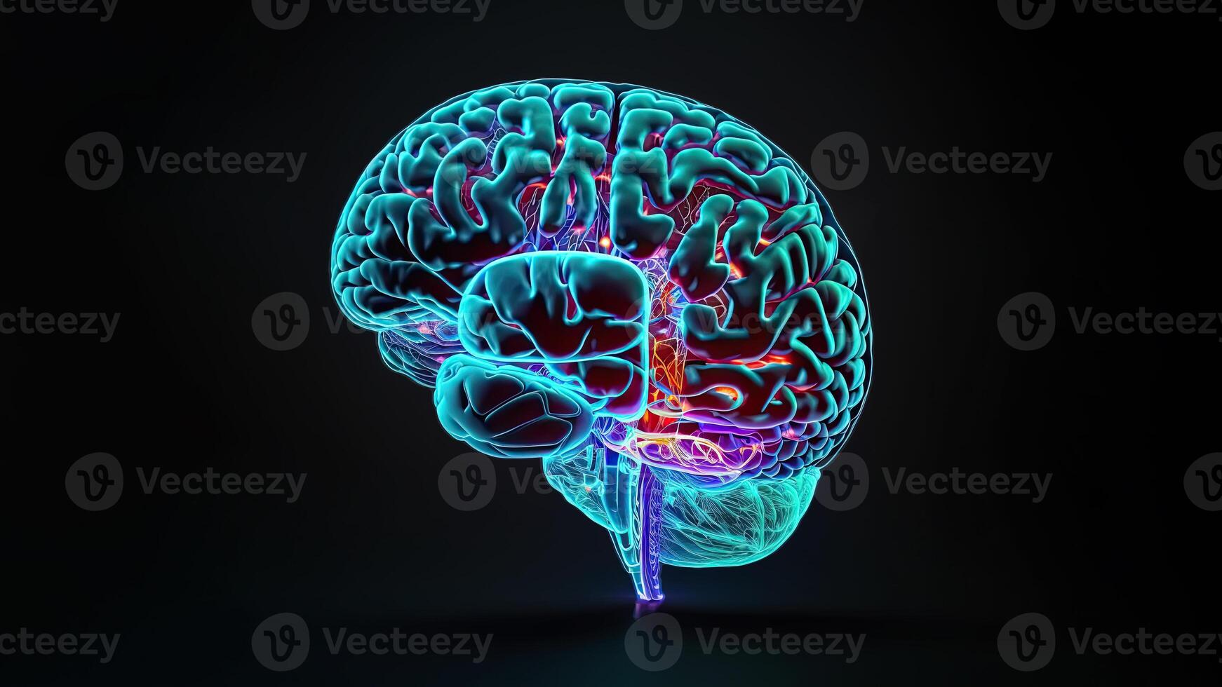 Quantum Computing Humanoid Brain with Neural Web Network, Brain Scanning Concept, Technology. photo