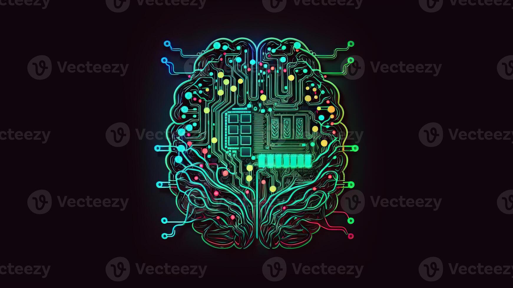 Quantum Computing with Human Brain and Circuits. Technology. photo