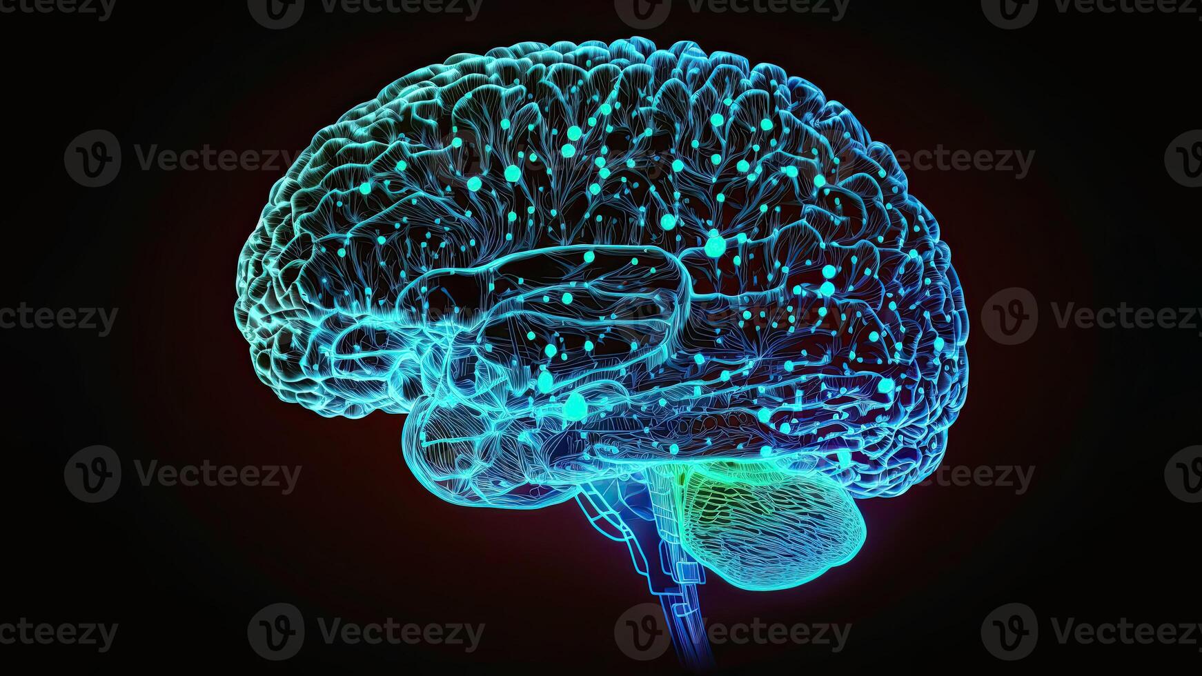 Quantum Computing Humanoid Brain with Neural Web Network, Brain Scanning Concept, Technology. photo