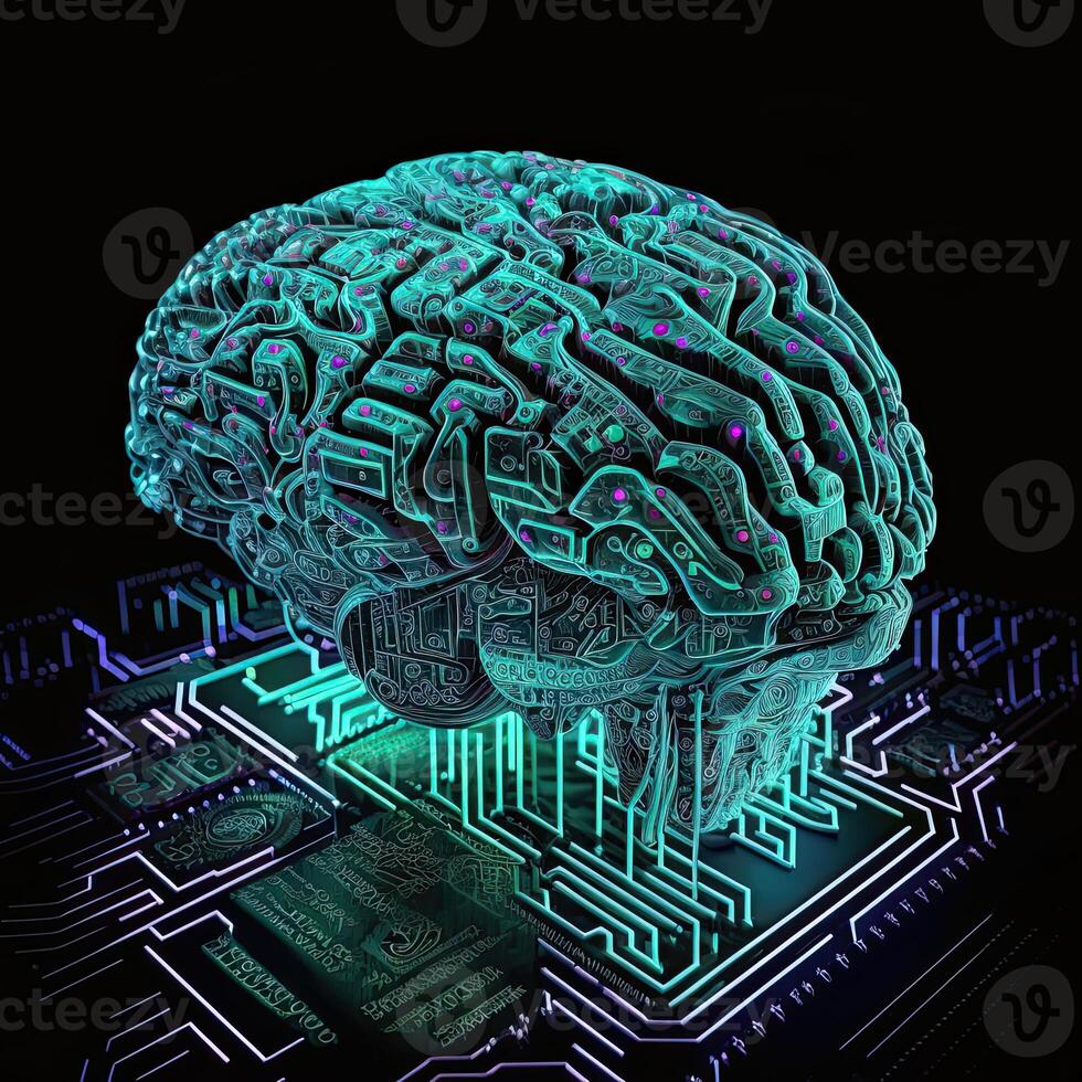 Quantum Computing with Human Brain and Circuits. Technology. photo