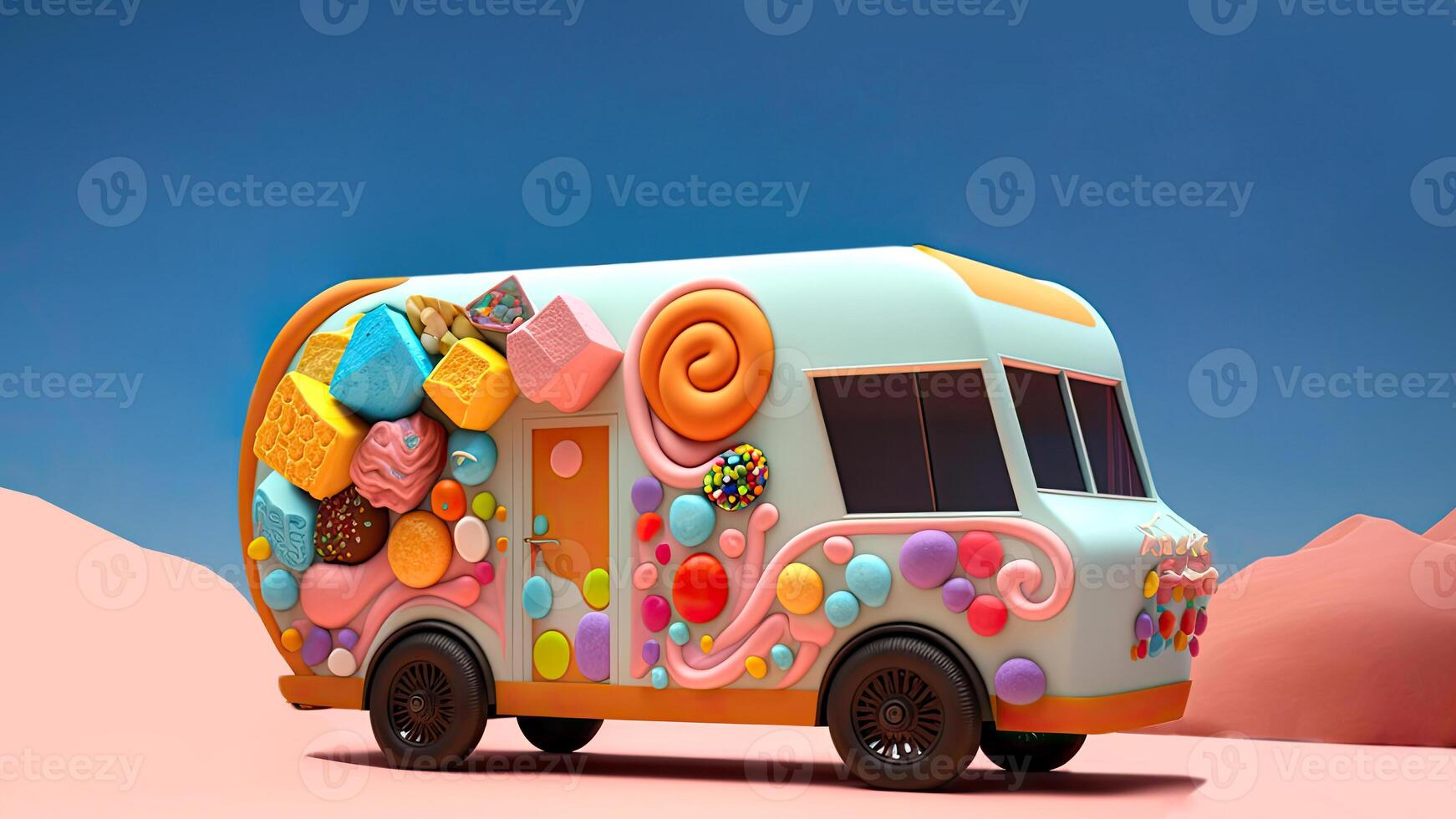 Candy Truck Shop, Colorful, 3D, . photo