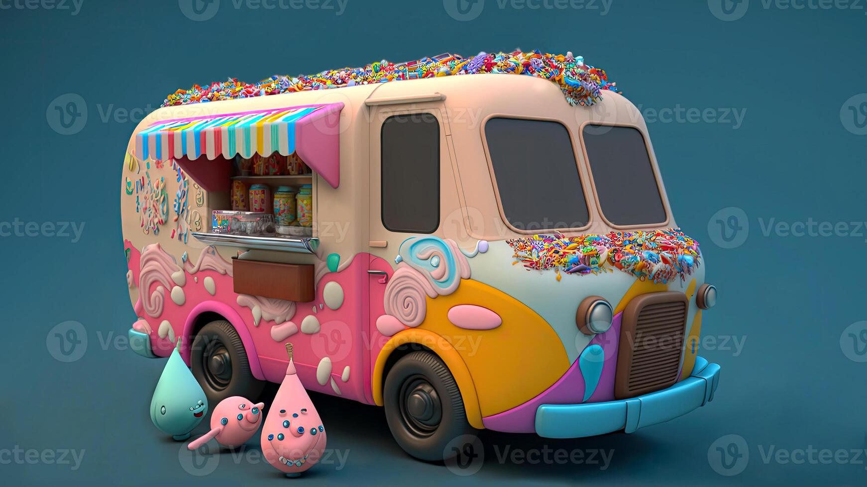 Candy Truck Shop, Colorful, 3D, . photo