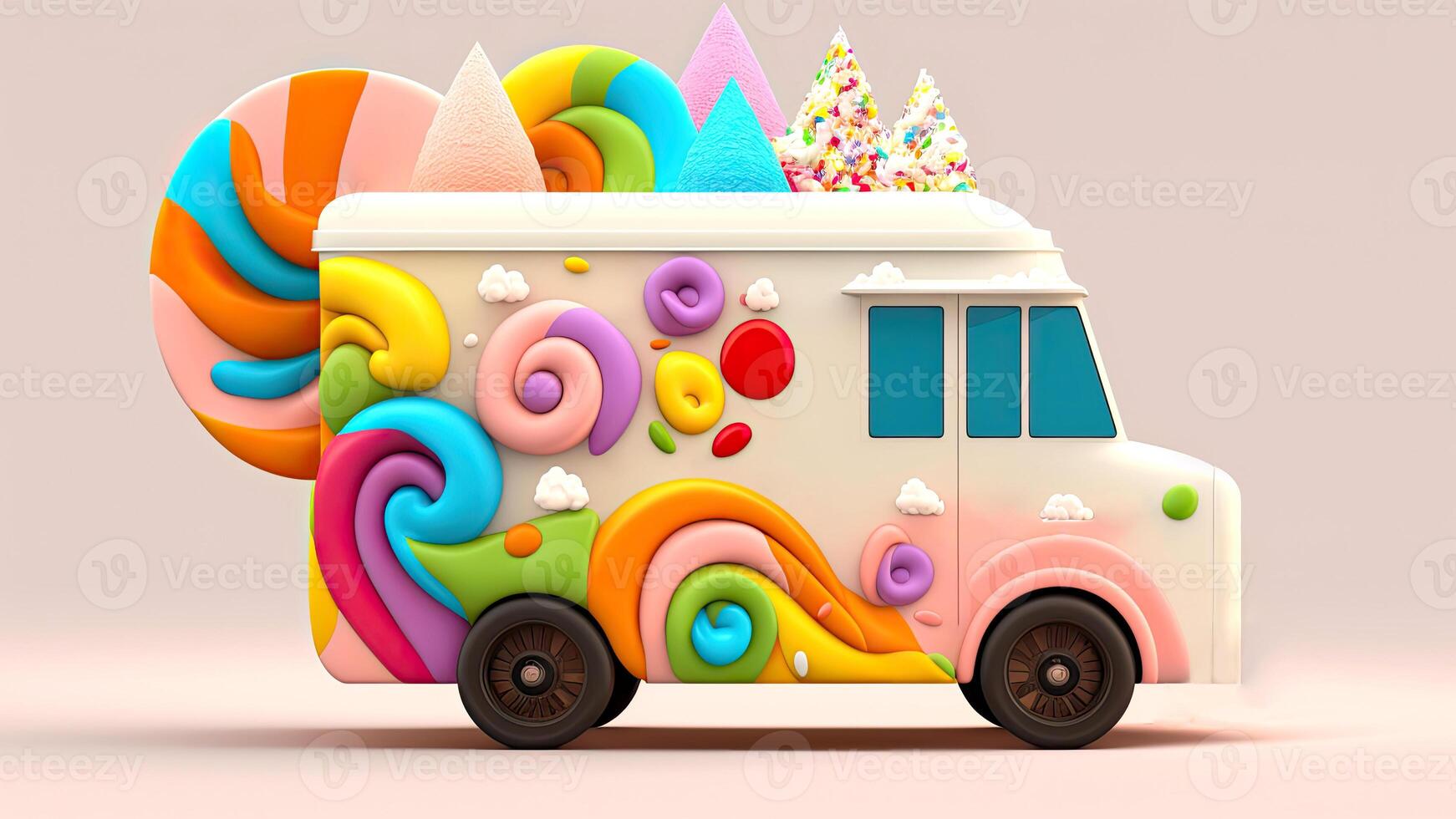 Candy Truck Shop, Colorful, 3D, . photo