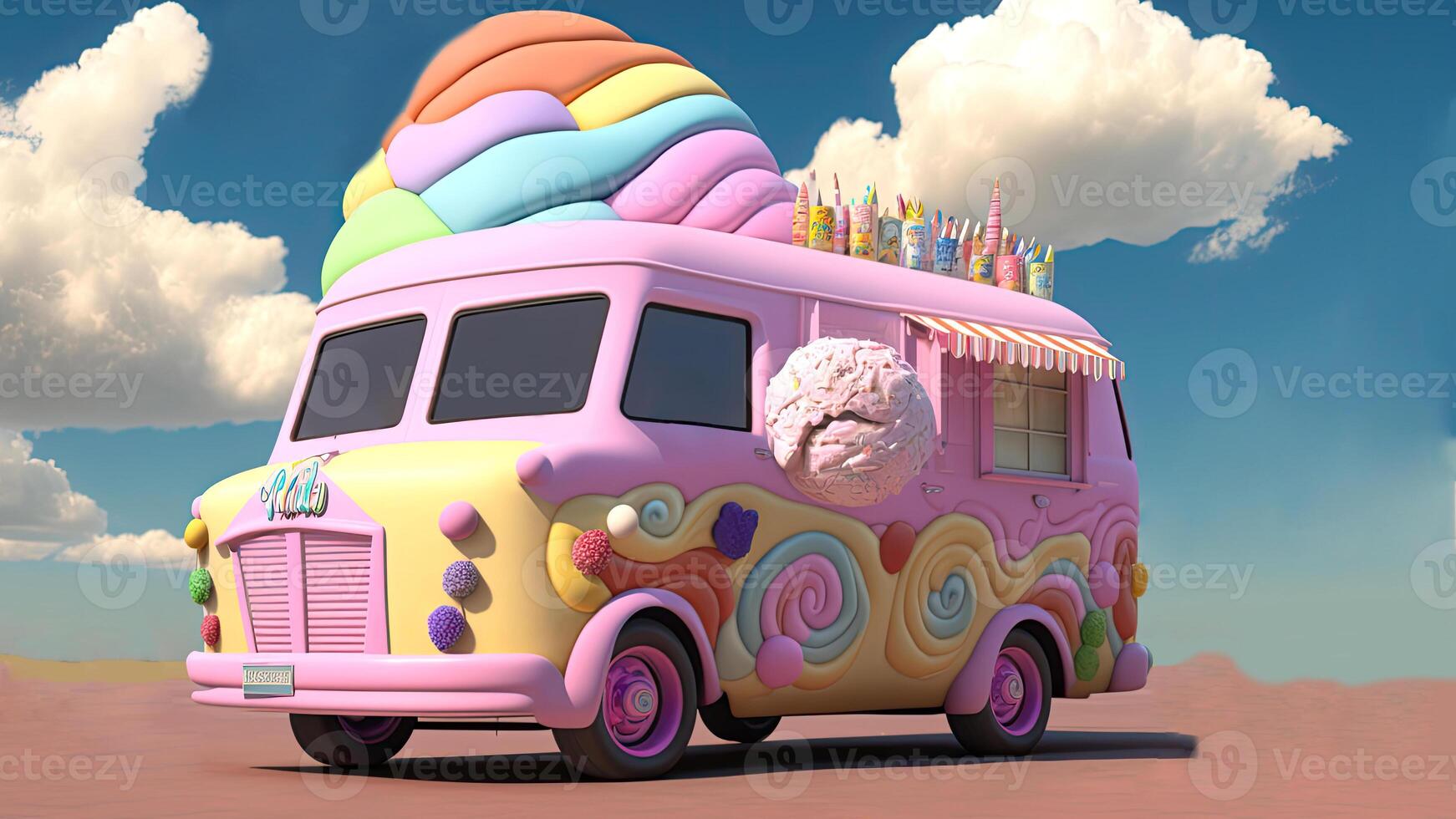 Candy Truck Shop, Colorful, 3D, . photo