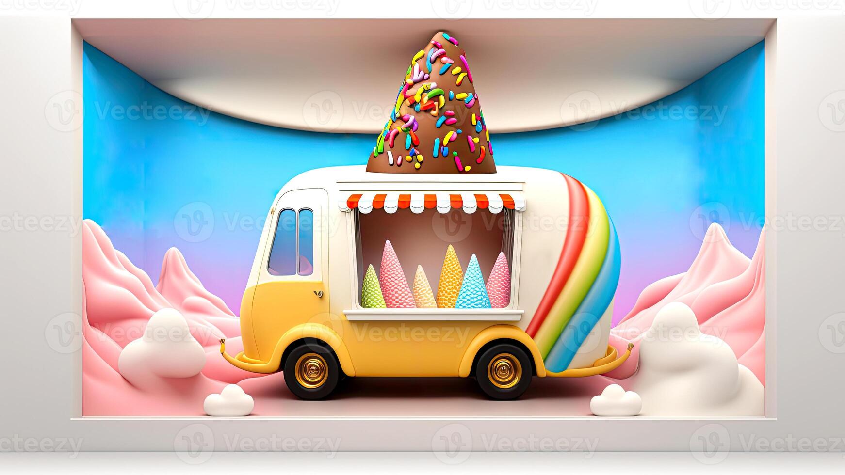 Candy Truck Shop, Colorful, 3D, . photo