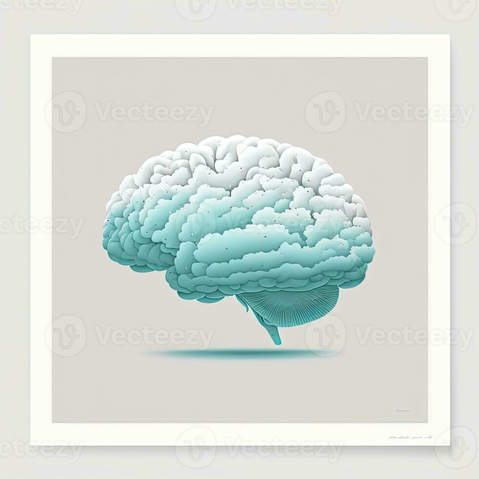Brain Cloud, AI-Generative, Digital Illustration. photo