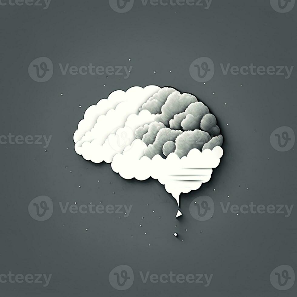 Brain Cloud, AI-Generative, Digital Illustration. photo