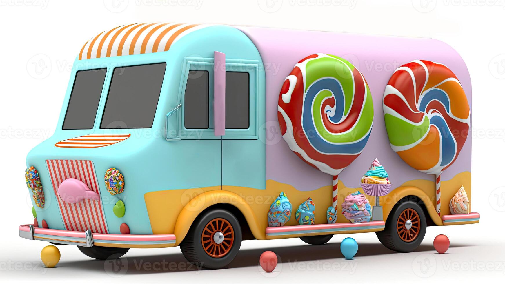 Candy Truck Shop, Colorful, 3D, . photo