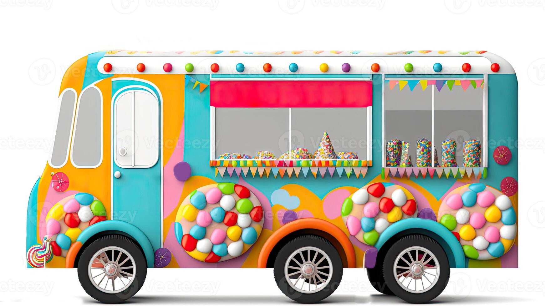 Candy Truck Shop, Colorful, 3D, . photo