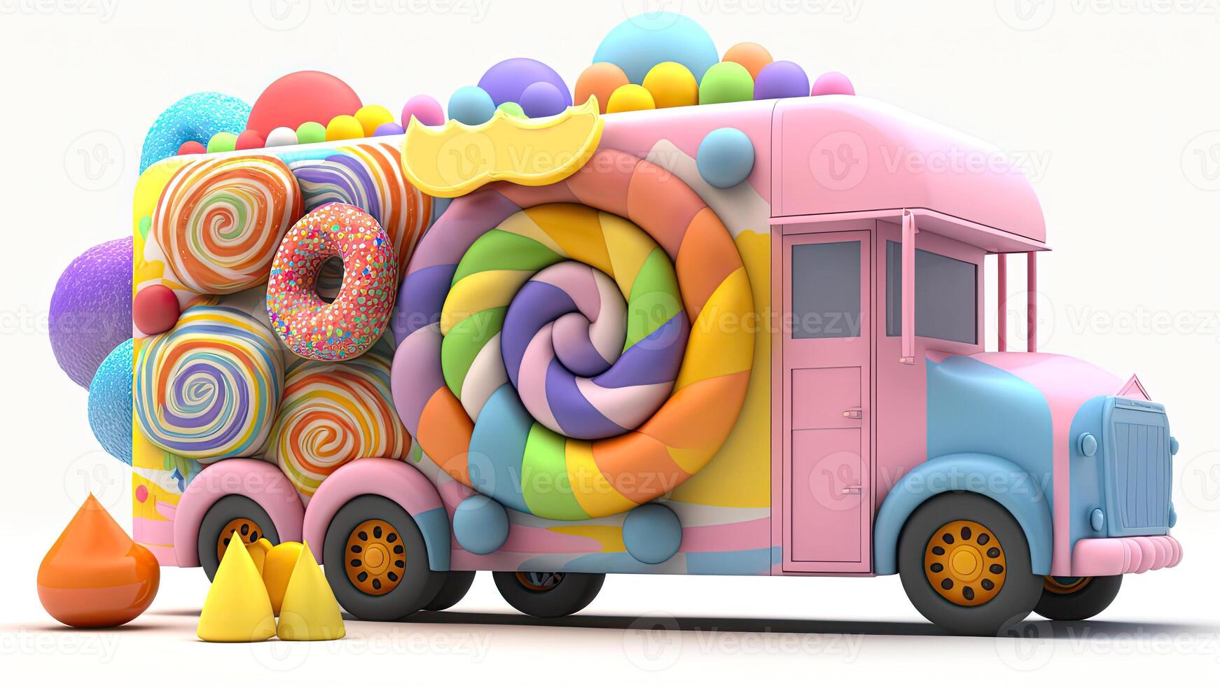 Candy Truck Shop, Colorful, 3D, . photo