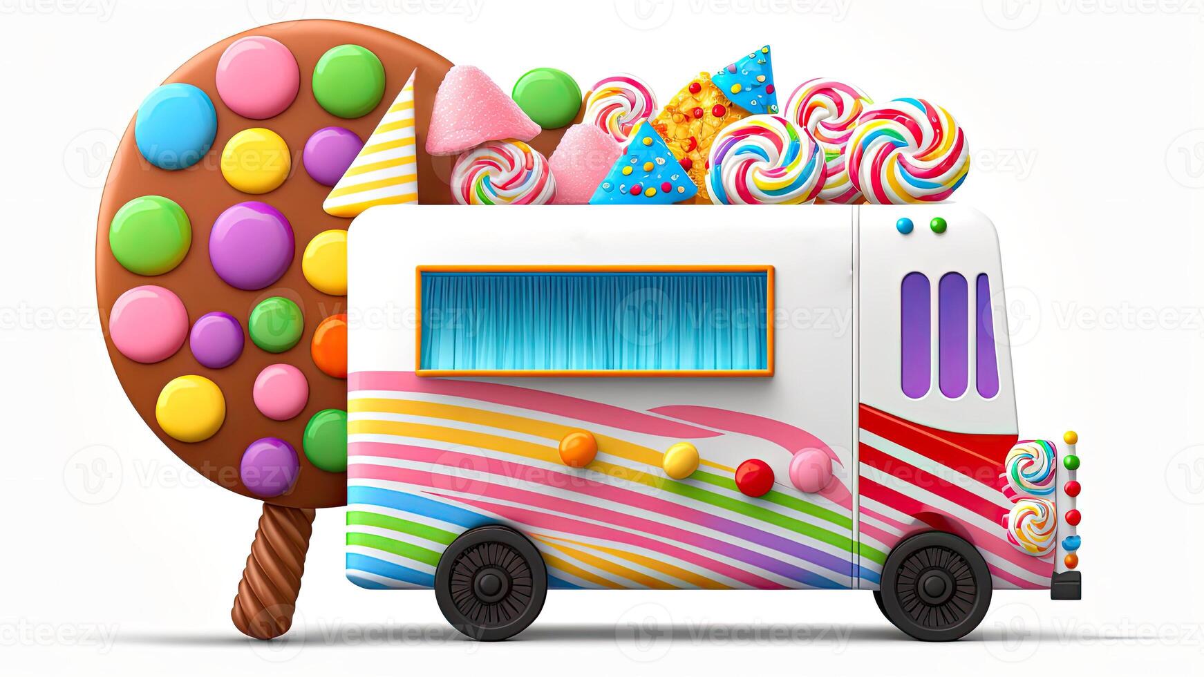 Candy Truck Shop, Colorful, 3D, . photo