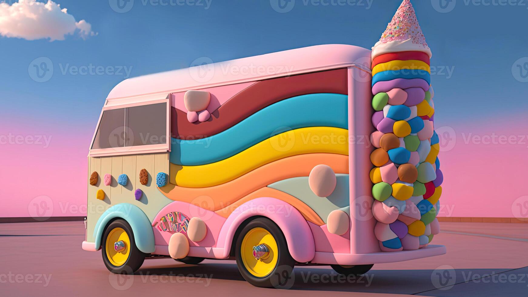 Candy Truck Shop, Colorful, 3D, . photo