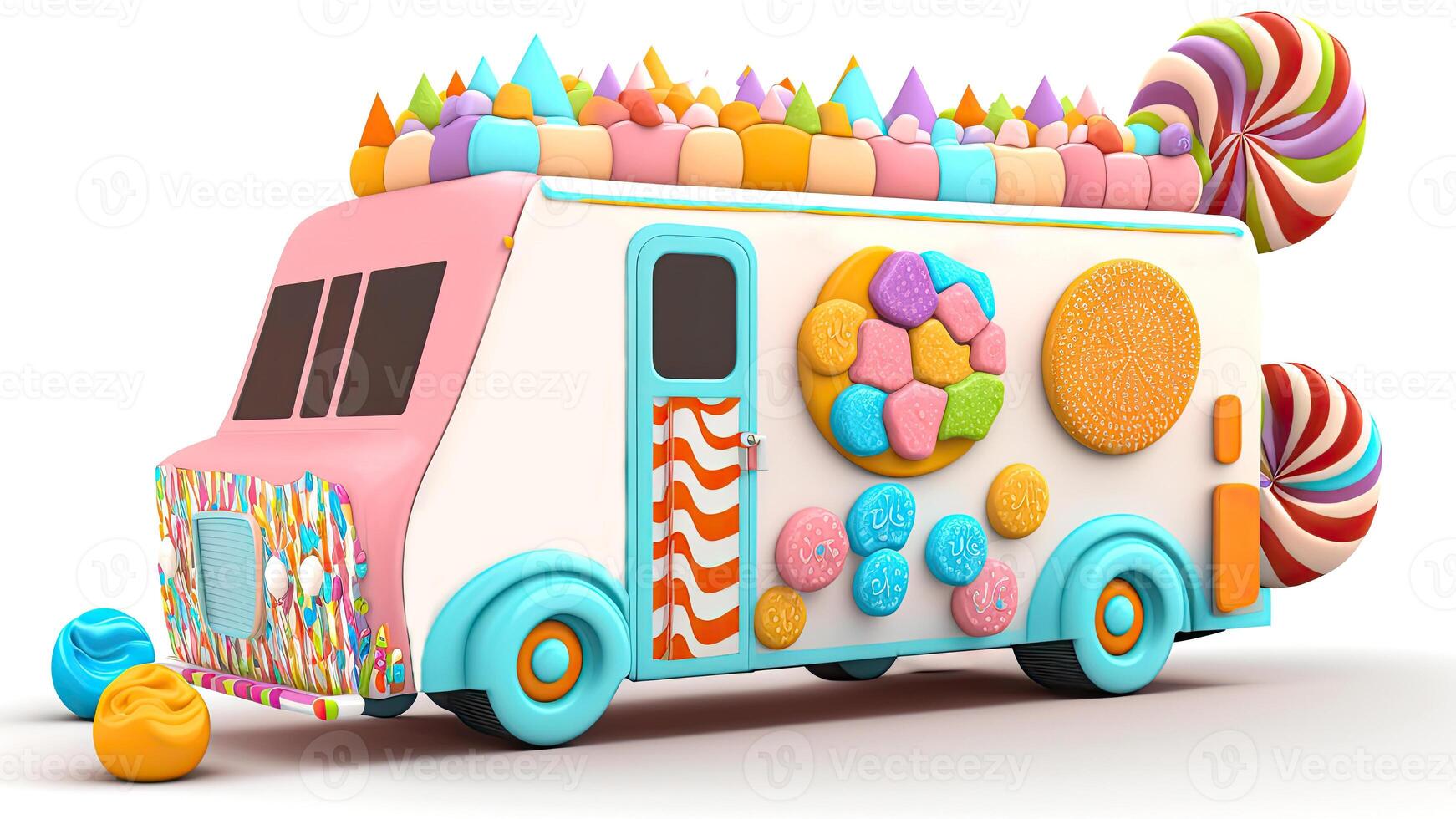 Candy Truck Shop, Colorful, 3D, . photo