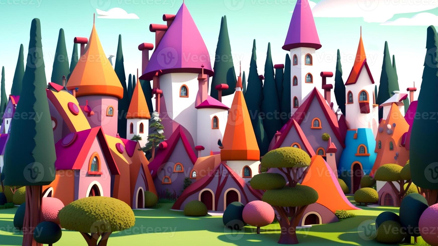 Beautiful fantasy sweet world background, Candyland. , Digital Illustration. photo