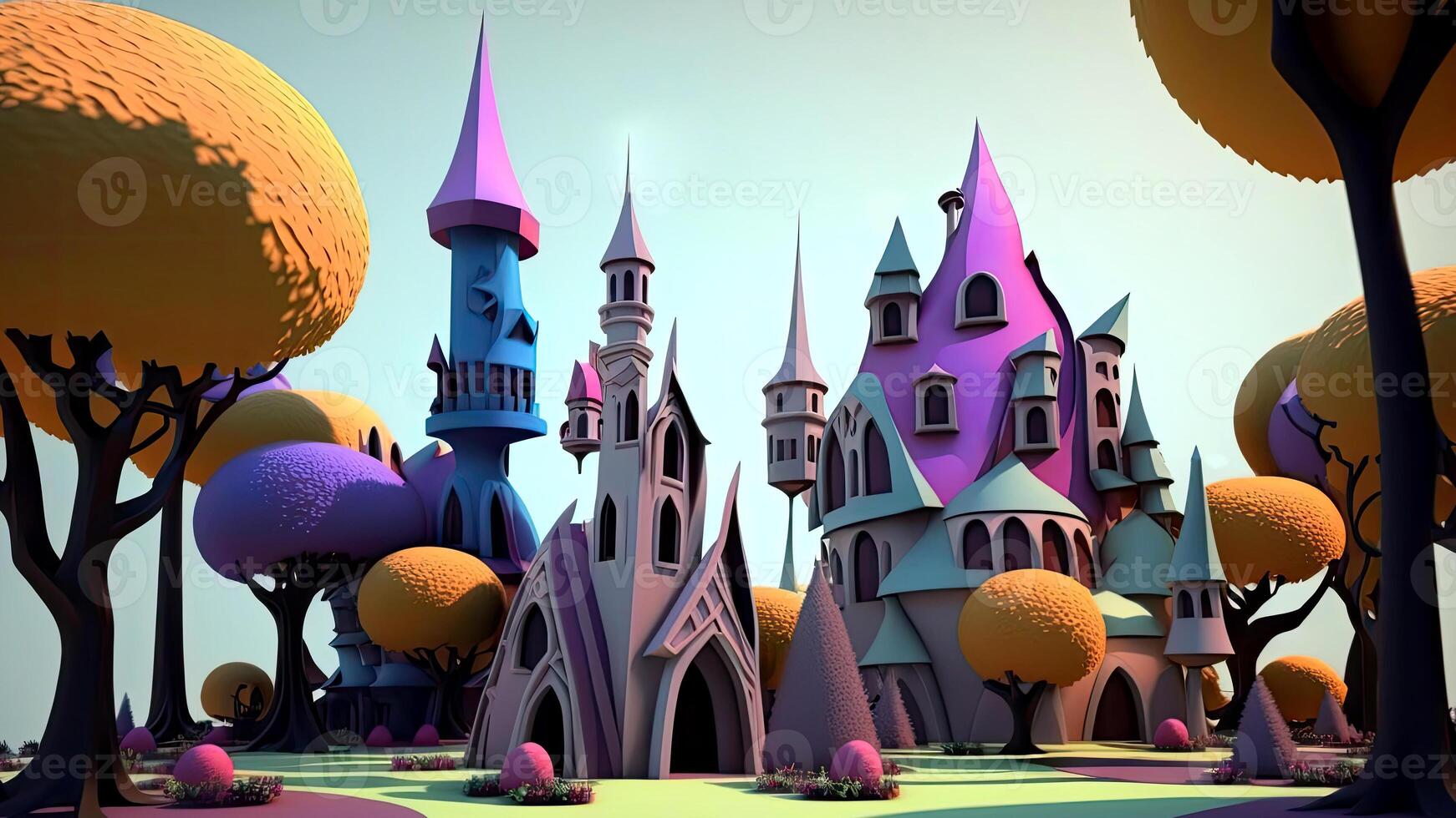 Beautiful fantasy sweet world background, Candyland. , Digital Illustration. photo