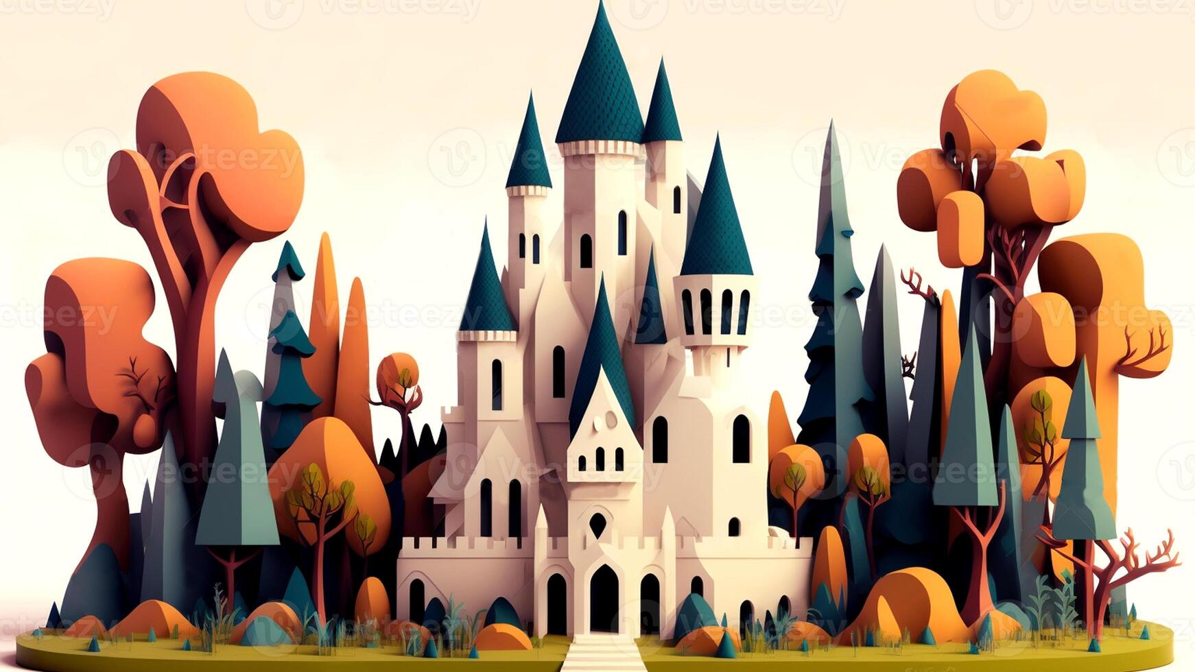 Beautiful fantasy sweet world background, Candyland. , Digital Illustration. photo
