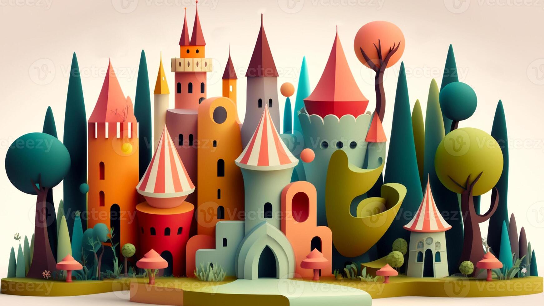 Beautiful fantasy sweet world background, Candyland. , Digital Illustration. photo