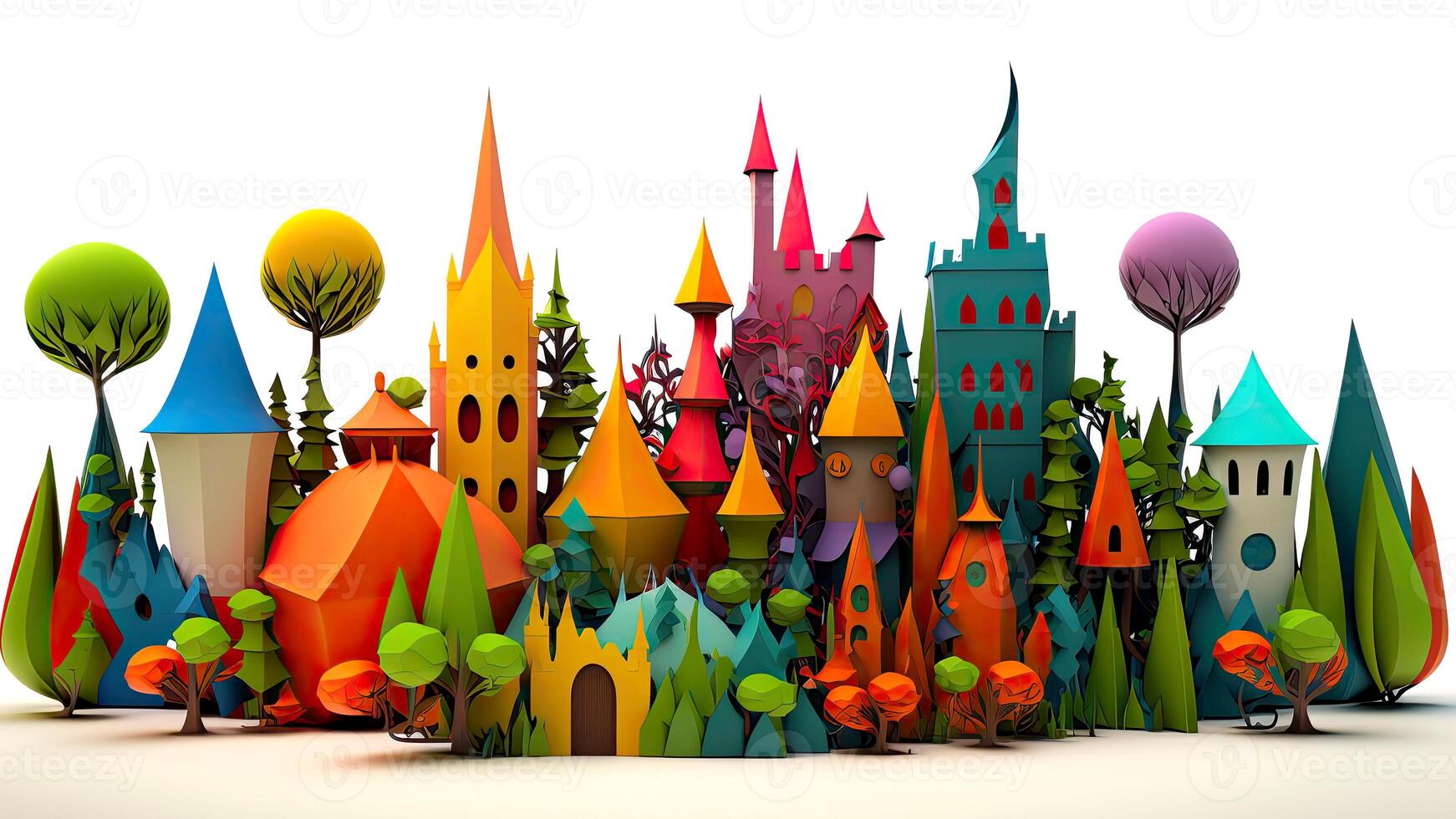 Beautiful fantasy sweet world background, Candyland. , Digital Illustration. photo