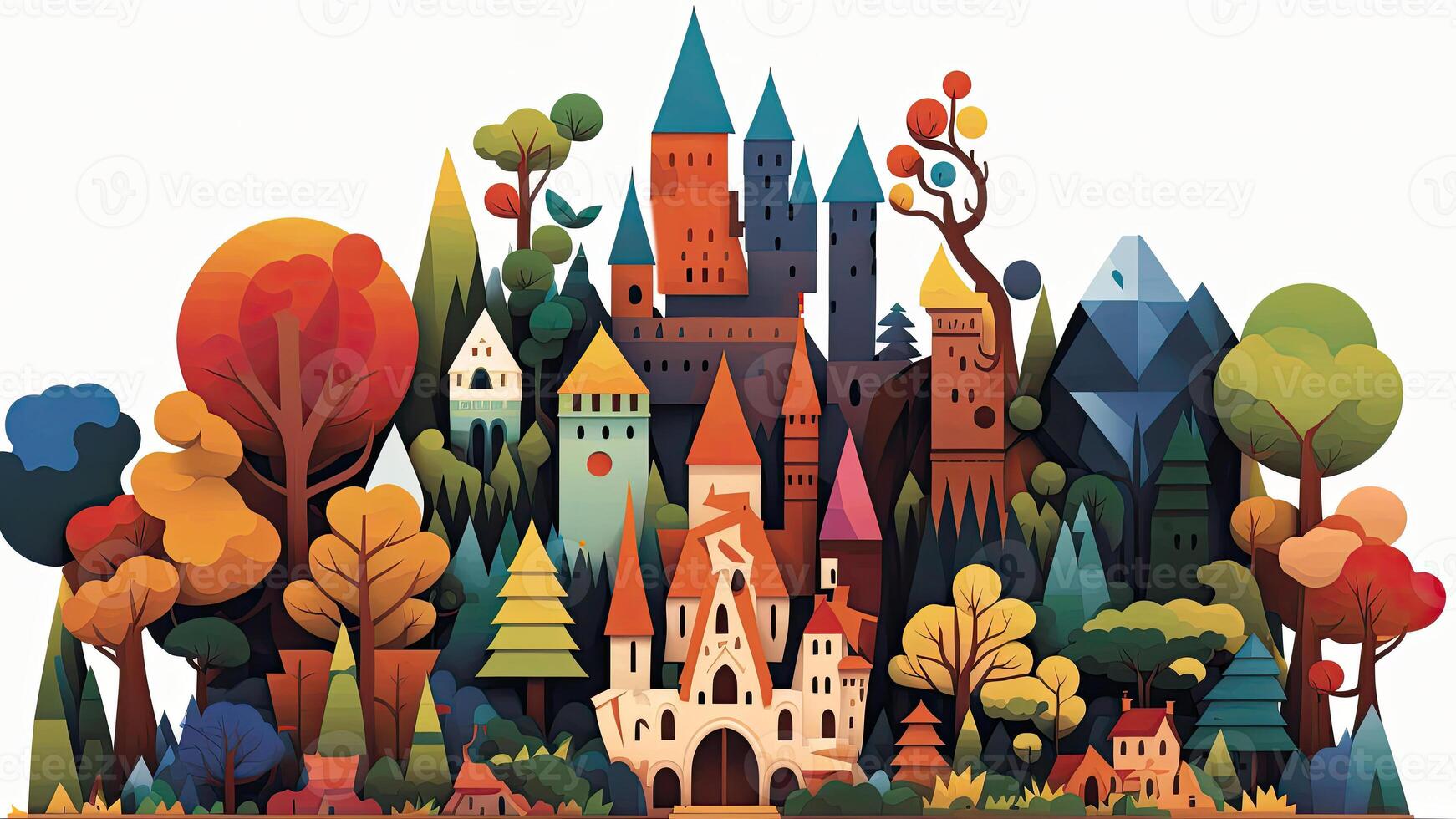 Beautiful fantasy sweet world background, Candyland. , Digital Illustration. photo