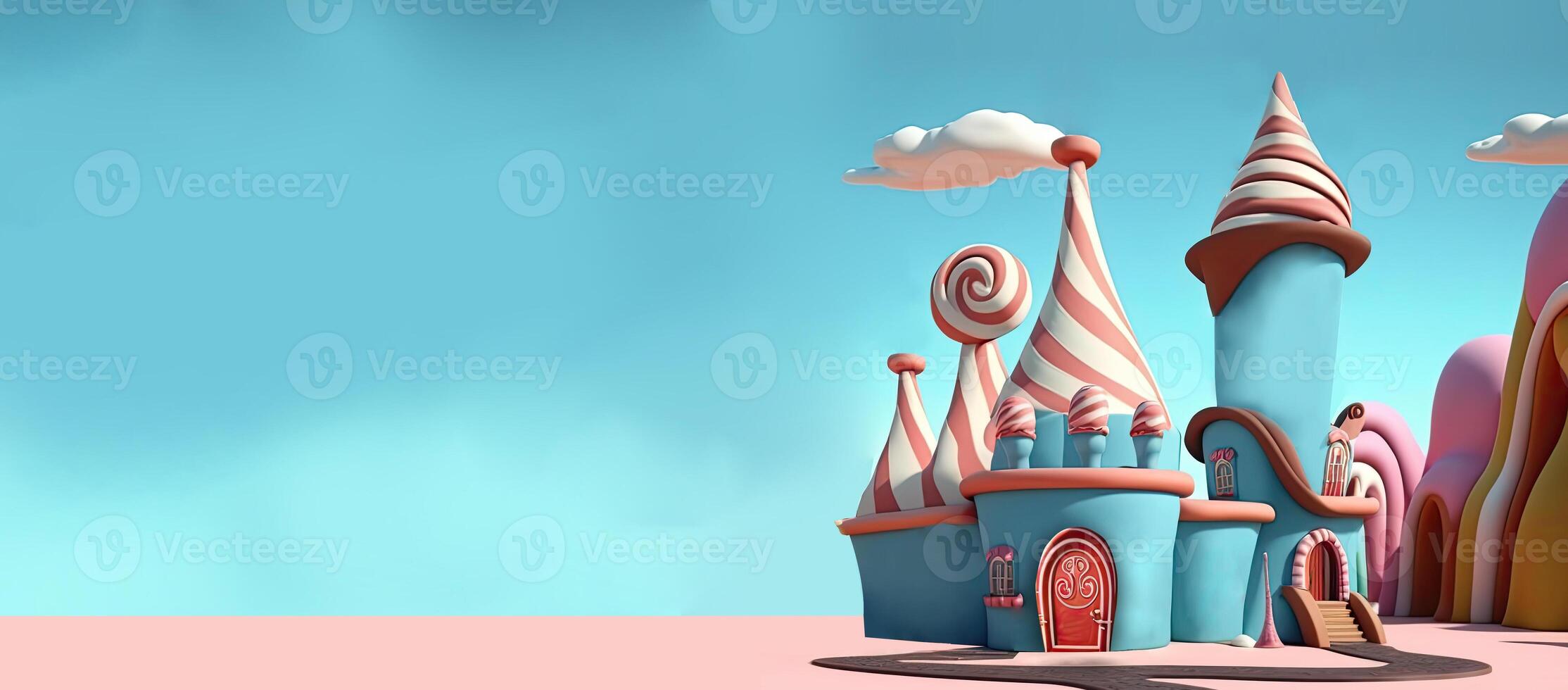 Beautiful fantasy sweet world background, Candyland. , Digital Illustration. photo