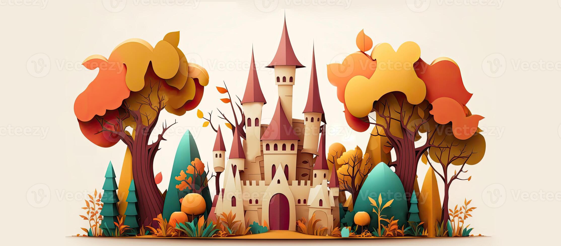 Beautiful fantasy sweet world background, Candyland. , Digital Illustration. photo