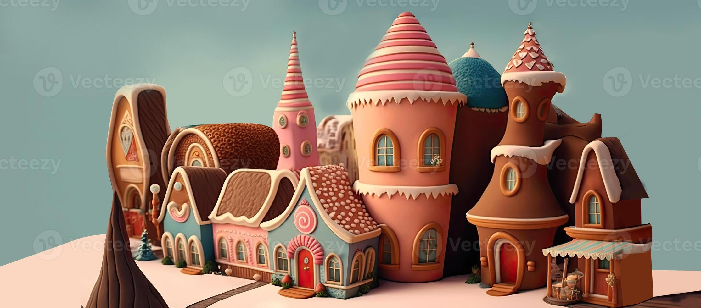 Beautiful fantasy sweet world background, Candyland. , Digital Illustration. photo
